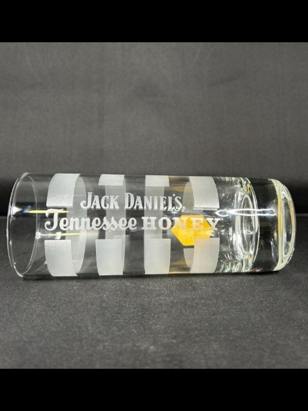 Jack Daniels Tennessee Honey Whiskey Highball Glass Bee Honeycomb Frosted Stripe